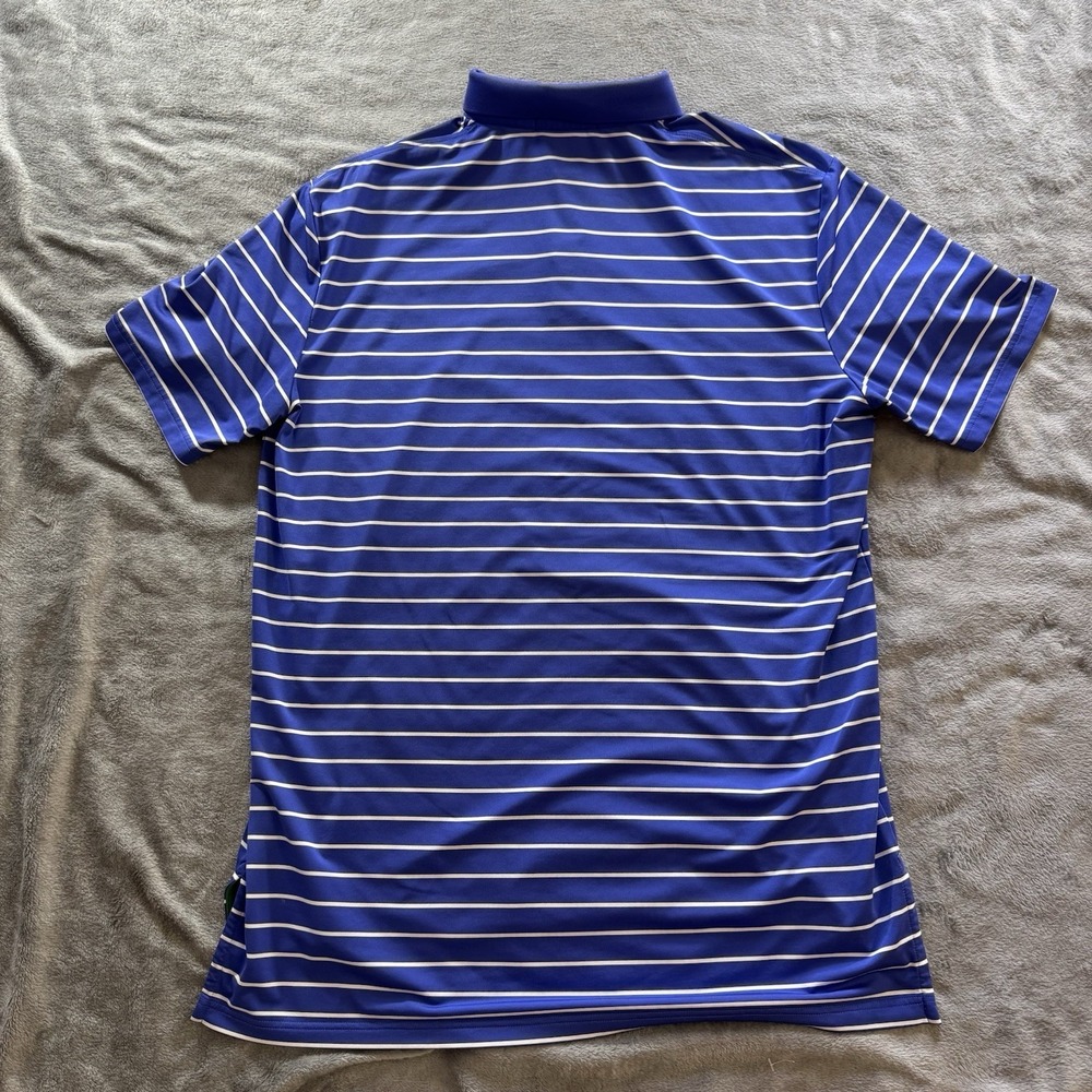 RLX Polo Shirt Mens L Blue White Stripe Golf Performance Stretch Ralph Lauren - Picture 3 of 10